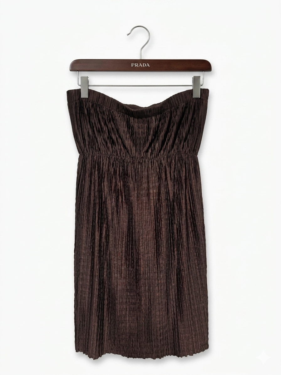Vestido Mini Palabra de Honor Prada Tejido Plisado – Pre-Loved Talla S