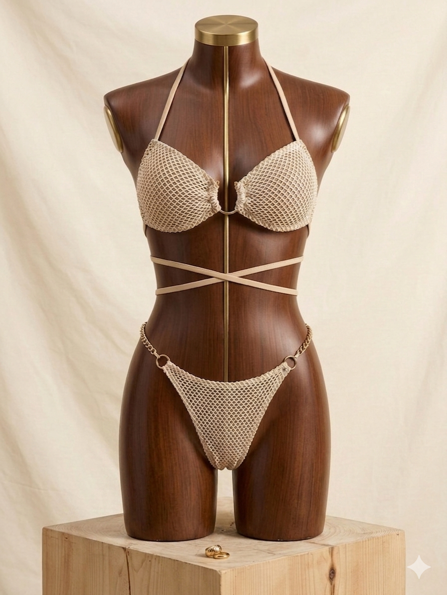Conjunto Bikini Halter Neck Fishnet - VERANO 2026 - NUEVO A ESTRENAR