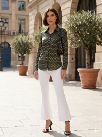 Camisa vindage Prada - Estampado geométrico Seda / Satén