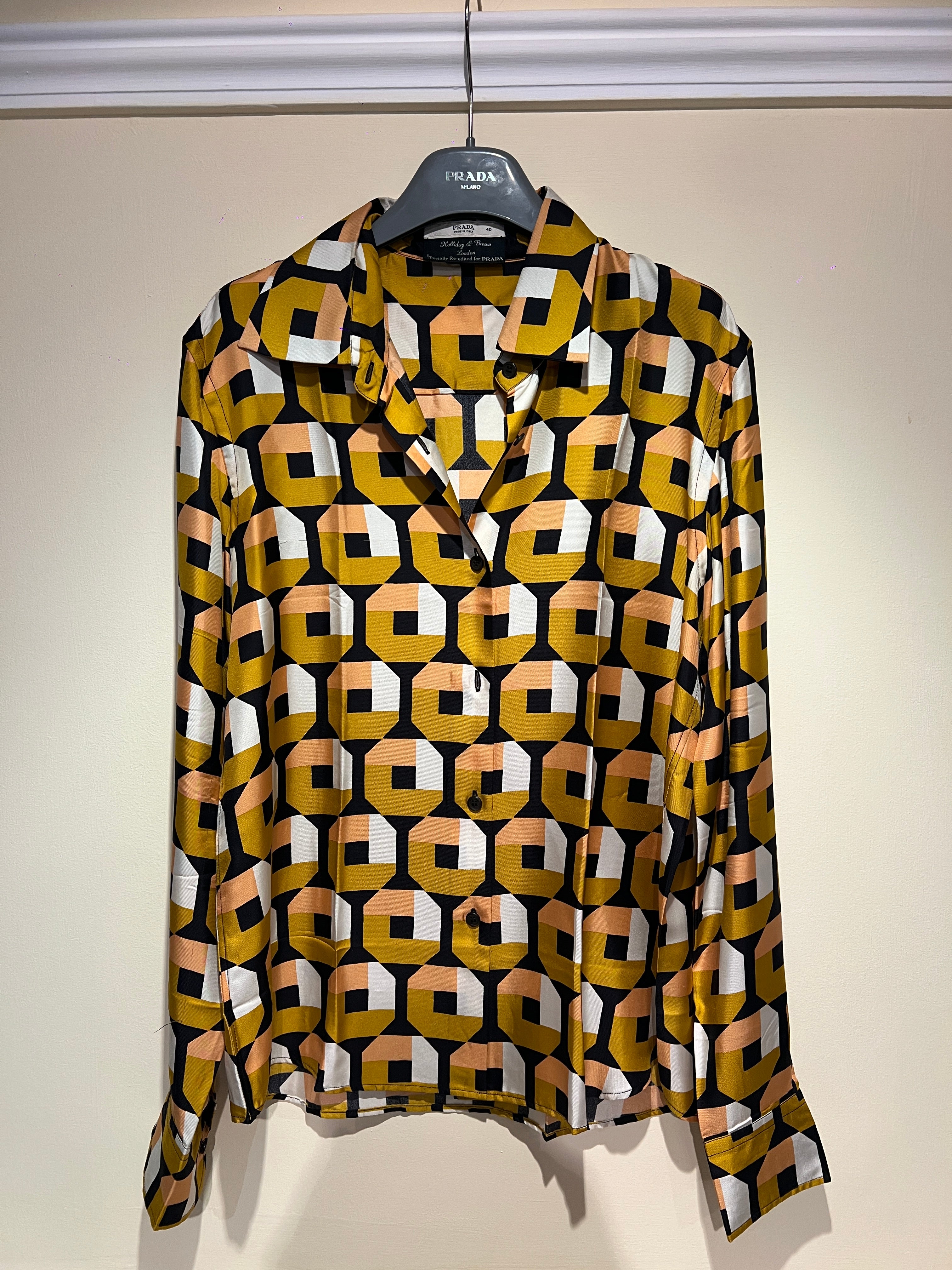 Camisa de Seda Prada Estampado Geométrico – Segunda Mano Talla 40