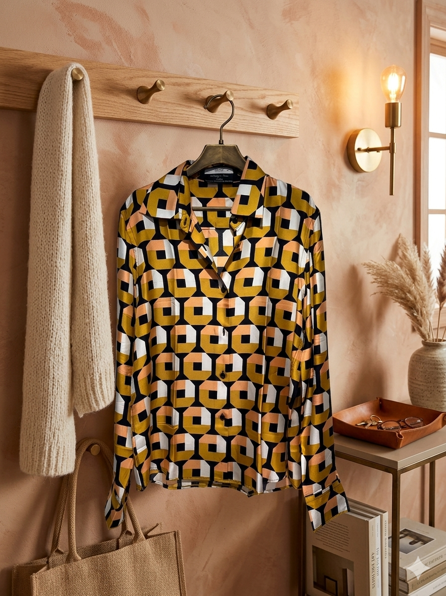 Camisa de Seda Prada Estampado Geométrico – Segunda Mano Talla 40