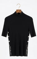 Off-White Black Ribbed Short-Sleeve Turtleneck Sweater – Pre-Loved
